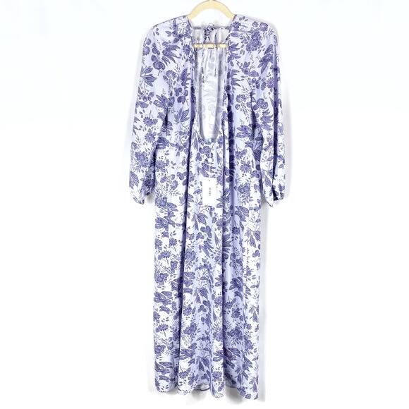 Hill House Simone Dress Maxi Lilac Purple Floral Open Back Side Slit Sz‎ XS - Picture 14 of 16